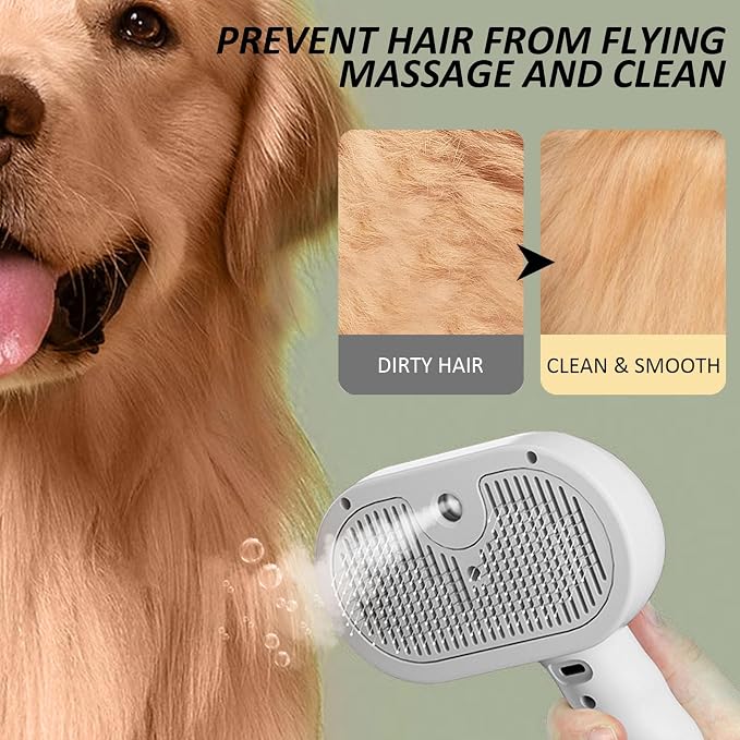 3 In 1 Self Cleaning Steamy Pet Brush, Pets Spray Hair Removal Comb - Image 3