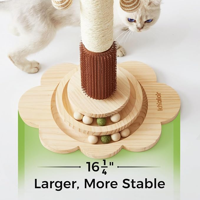 Cat Sisal Scratching Post, 4 in 1 Wooden Cat Scratcher Toy - Image 4