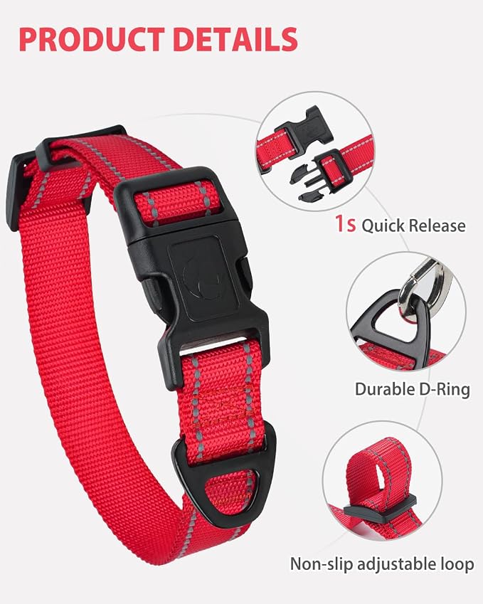 Joytale Reflective Dog Collar, Adjustable Nylon Pet Collar - Image 4