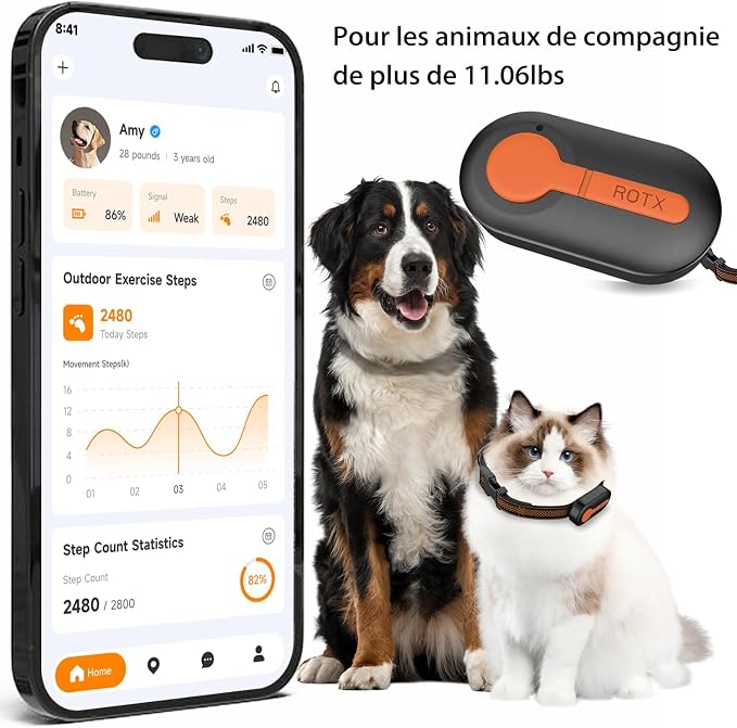 ROTX Dog GPS Tracker Real-time Tracker Alerts Virtual Fence Location Dog Cat - Image 2