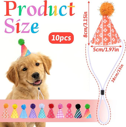 10 PCS Dog Birthday Hat, Mini Party Dog Hats - Image 2