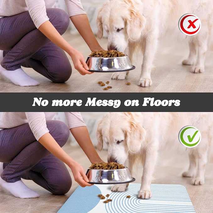 Dog Food Mats for Floors Waterproof, Cat Water Bowl Mats Pet Feeding Absorbent - Image 5