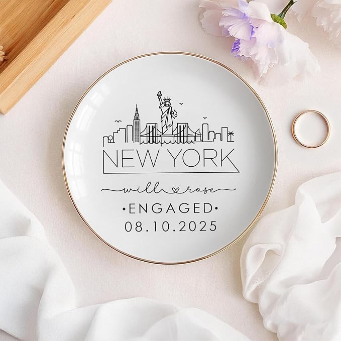 Custom City Skyline Engaged Ring Dish, Engagement Ring Holder, Custom Wedding - Image 4