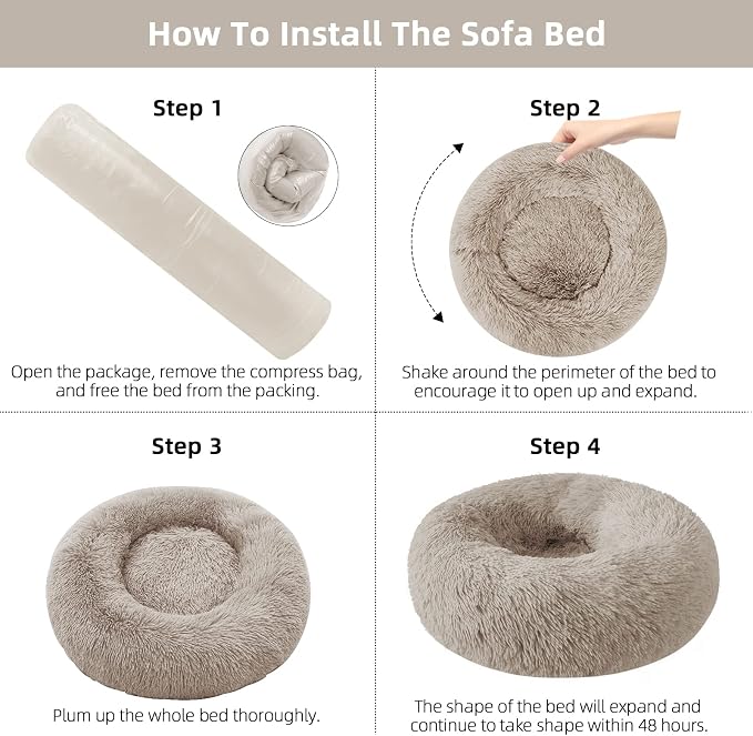 Dog Bed for Small Medium Large Dogs Cats, 20 inch Calming Washable-Round Cozy - Image 6