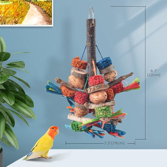 Bissap Bird Chew Toys, Natural Bark Corncob Nuts Parrot Toys and Treats - Image 2