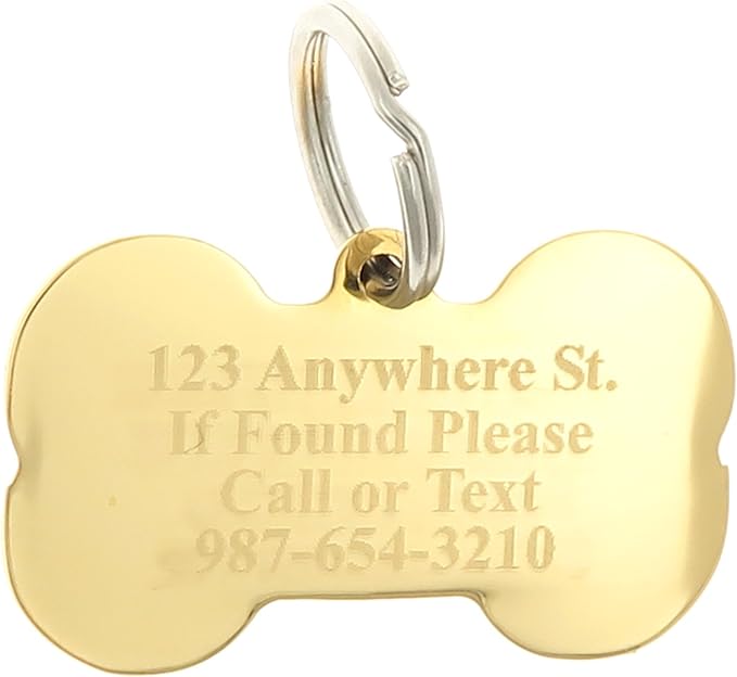 Custom Engraved Personalized Gold-Plated Bone Shape w/Clear Rhinestones Dog Pet - Image 2