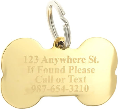 Custom Engraved Personalized Gold-Plated Bone Shape w/Clear Rhinestones Dog Pet - Image 2