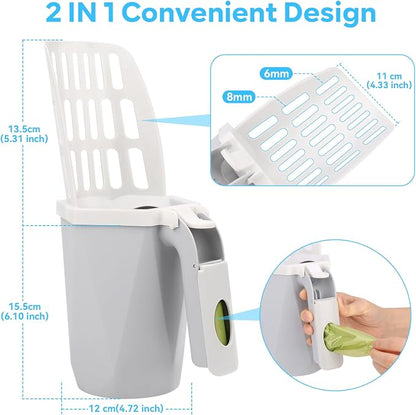 MYPIN Cat Litter Scooper with Holder, Cat Litter Shovel with Waste Can and - Image 2
