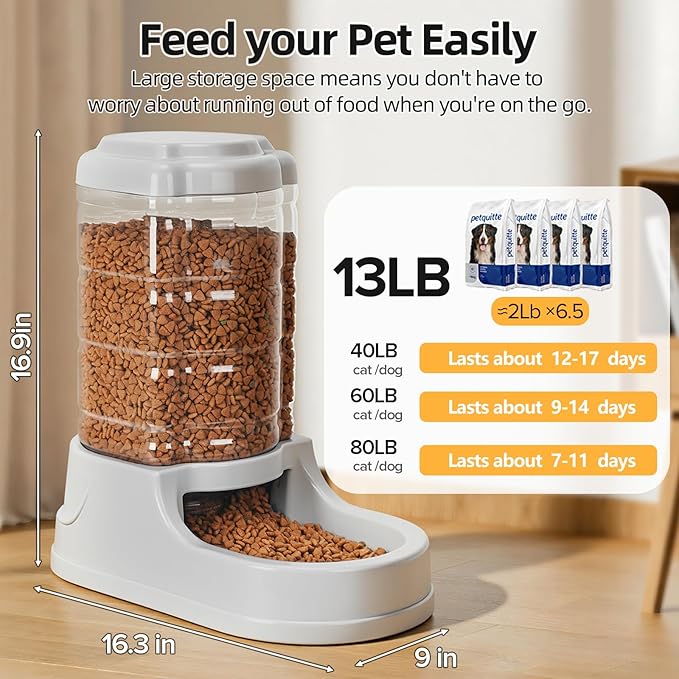 Kenond 9.5L Gravity Large Dog Feeder, Automatic Dog Food Dispenser, Suitable - Image 2