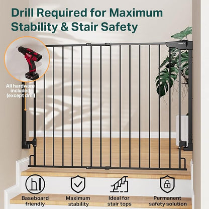 Cumbor 34" Extra Tall No Bottom Bar Baby Gate - Image 4