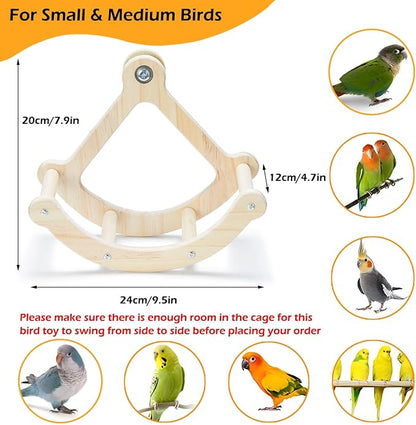 Bird Perch Toy, Interactive Rocking Parakeet Toys and Perches, Wooden Exercise - Image 5