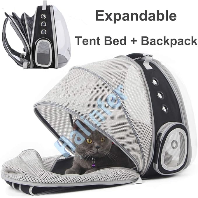 Back Expandable Cat Backpack Carrier, Fit up to 12 lbs, Space Capsule Bubble - Image 4