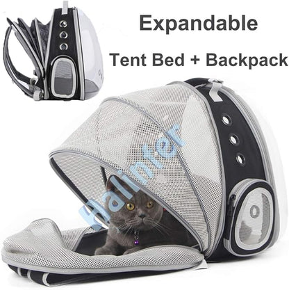 Back Expandable Cat Backpack Carrier, Fit up to 12 lbs, Space Capsule Bubble - Image 4