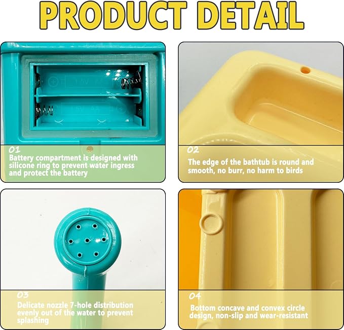 kathson Parrot Bathtub, Automatic Bird Shower Box, Bird Bathing Tub Pool Toy - Image 4