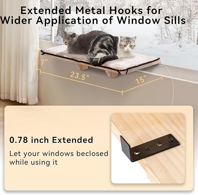PETSFIT Cat Window Perch for 2 Cats, Adjustable Cat Hammock - Image 4