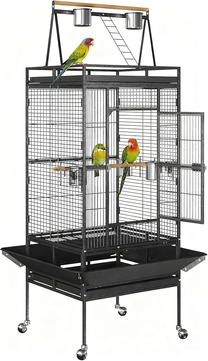 ZENY 68-Inch Birdcage, Playtop Parrot Cage, Wrought Iron Bird Cage by ZENY