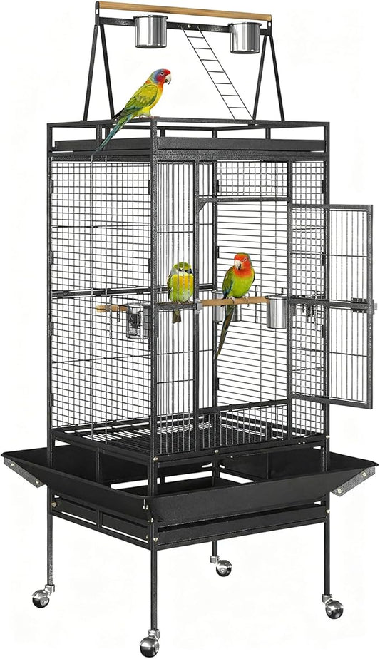 ZENY 68-Inch Birdcage, Playtop Parrot Cage, Wrought Iron Bird Cage by ZENY