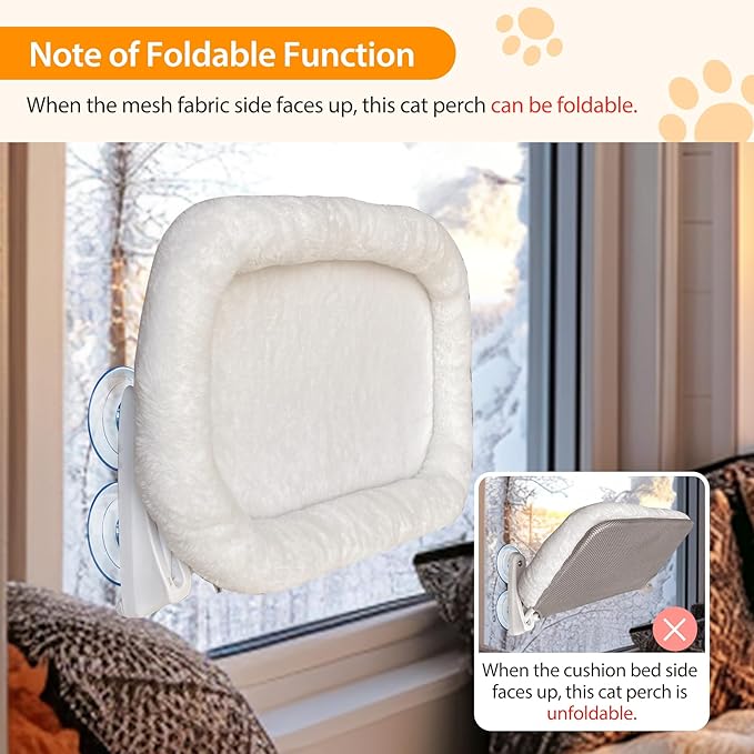 L&W BROS. 2PC Cat Window Perch Cushion Bed Cat Hammock - Image 5