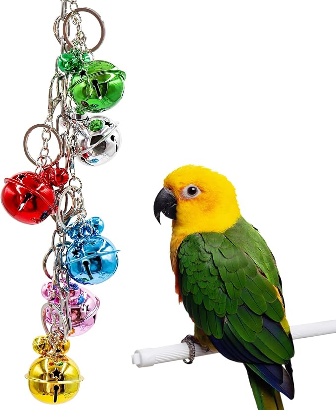 Oooct Bird Swing Bells Toys, Colorful Parrot Metal Bells, Hanging Bird Chewing - Image 2