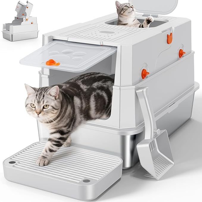 FURTIME Stainless Steel Litter Box by FURTIME