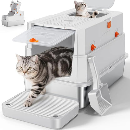 FURTIME Stainless Steel Litter Box by FURTIME