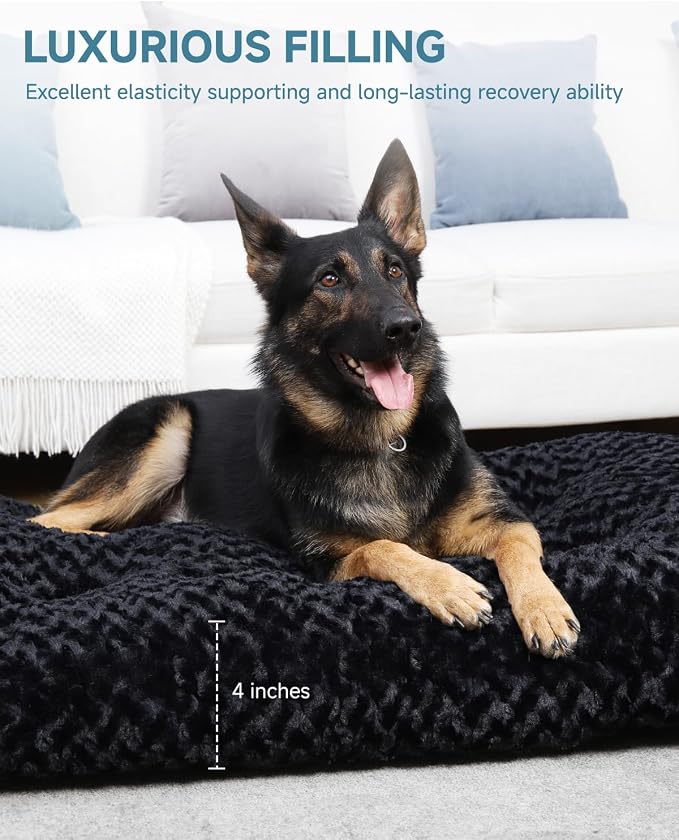 KSIIA Washable Dog Bed Anti-Slip Dog Crate Beds Deluxe Plush Kennel Pad Comfy - Image 3