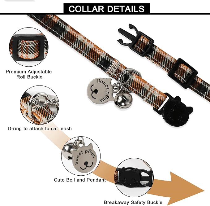 Lionet Paws 2pcs Pack Cotton Cat Collar, Breakaway Buckle - Image 4