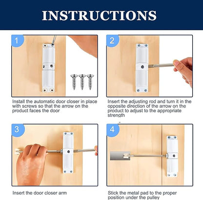 Automatic Door Closer, Zinc Alloy Safety Spring Door Closer Adjustable 30 kg - Image 4