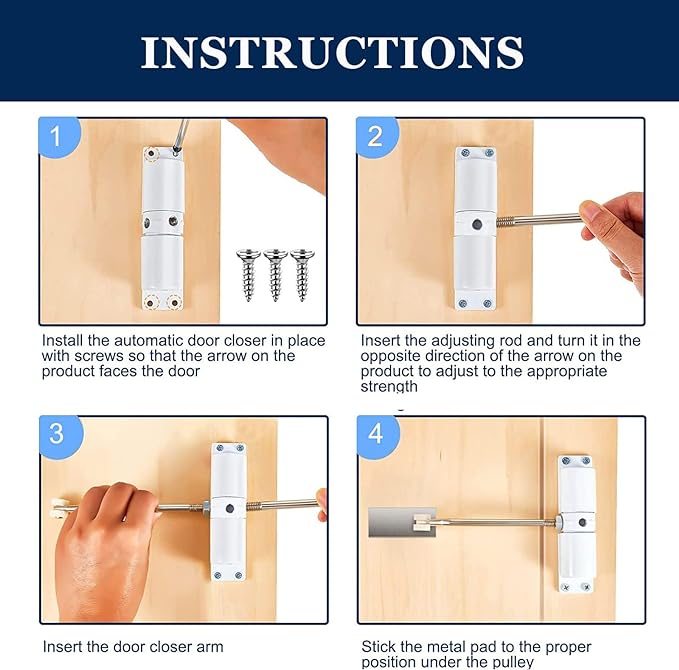 Automatic Door Closer, Zinc Alloy Safety Spring Door Closer Adjustable 30 kg - Image 4