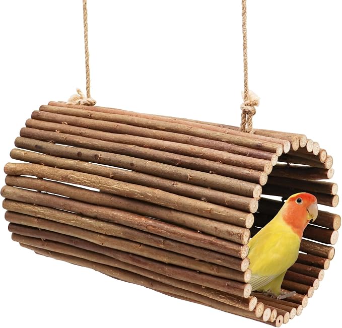 Parrot Swing Toys, Hanging Perch Stand, Natural Willow Wood Hammock, Bird Cage by Oooct