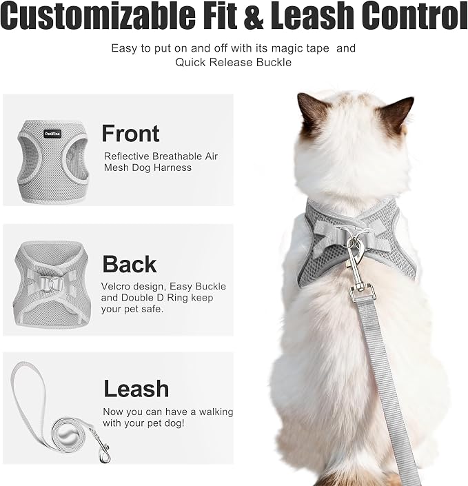 PetiFine Cat Harness and Leash Set, Escape Proof Kitten Harness Reflective - Image 2