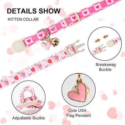 Unique Style Paws Pink Kitten Collars, Cute Valentine Cats Collar - Image 3
