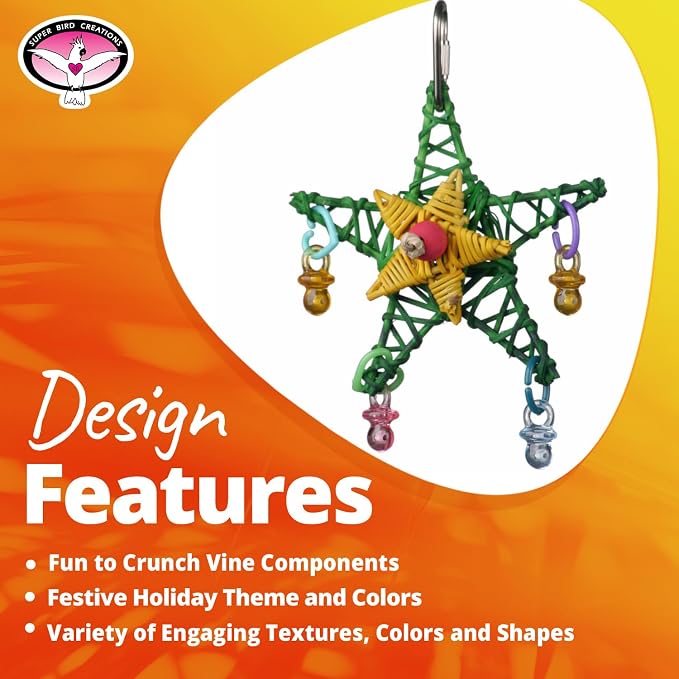 Super Bird Creations SB586 X-mas Star Bird Toy, Small Bird Size, 4.5" x 3" - Image 6