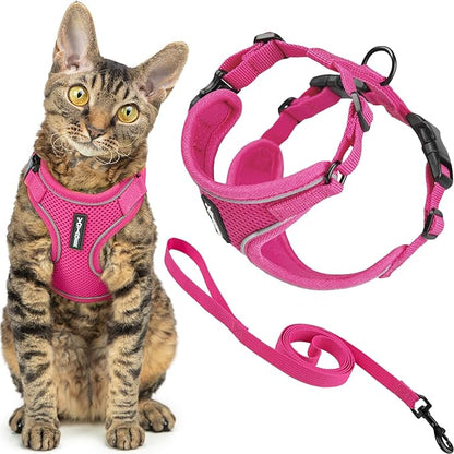 Voyager Escape-Proof Step-in Lock Cat Harness & 5ft Neoprene-Handle Leash Set by BestPetSuppliesLLC
