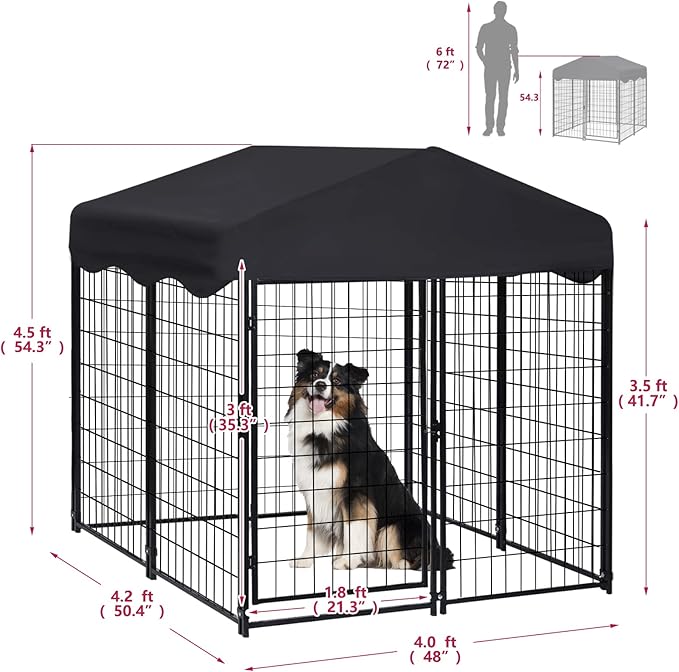 Dog Kennel Outside, 4.5' x 4' x 4' Dog Kennel Outdoor - Image 2