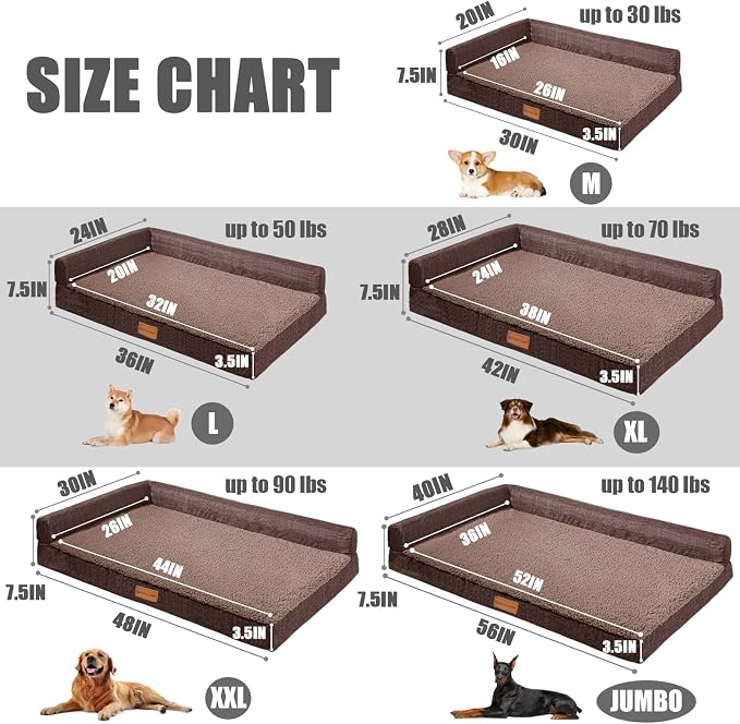 Patas Lague Orthopedic XL Dog Bed Large Sized Dog 48''X30'', Waterproof L - Image 5