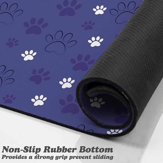 Dog Food Mat, Absorbent Water Bowl Mats Cat Pet Feeding Placemats Dark Blue 16 - Image 3