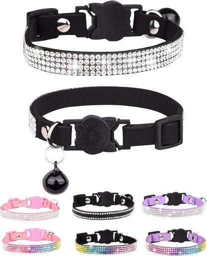 Cat Collars for Girl Cats with Rhinestone Soft Velvet, Breakaway Cat Collars by Aecllcea
