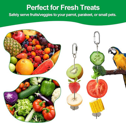 3 Pcs Bird Cage Food Holder Stainless Steel Parrot Fruit & Vegetable Skewer - Image 5