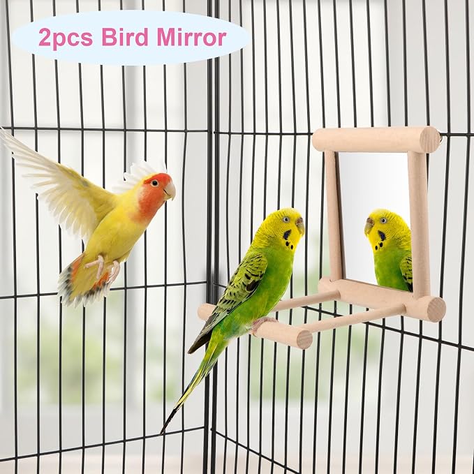 Wontee Bird Mirror Bird Toys for Budgies Parakeets Cockatiels Lovebirds Conures - Image 4