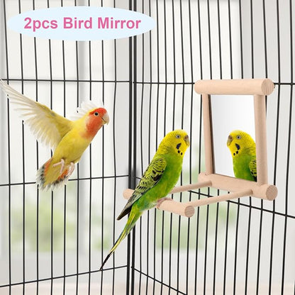 Wontee Bird Mirror Bird Toys for Budgies Parakeets Cockatiels Lovebirds Conures - Image 4