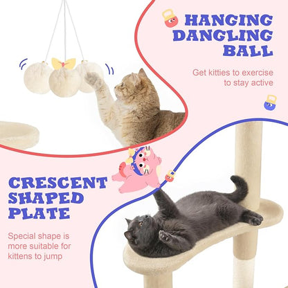 Allewie 55.5 in Cat Tree for Indoor Kitties/Soft Plush Perches/Multi-Level Cat - Image 6