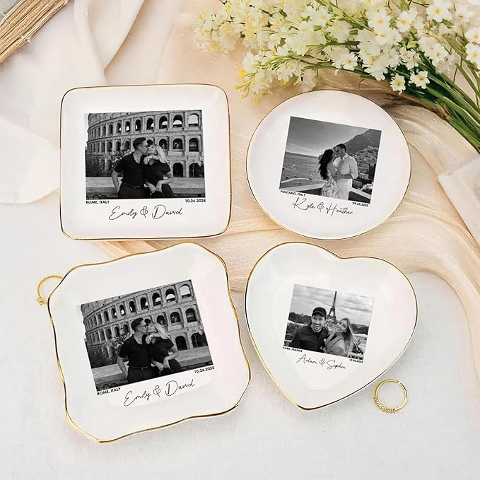 Custom Couple Portrait Photo Ring Dish, Personalized Picture Trinket Tray - Image 8