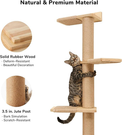 FUKUMARU Tall Cat Tree, 5 Tier Floor to Ceiling Cats Tower, Wall-Mounted Kitten - Image 4