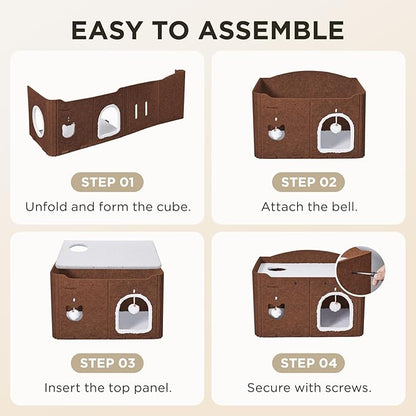 Joydeco Cat House for Indoor Cats, Extra Wide Scratch Resistant Felt Cat Condo - Image 7