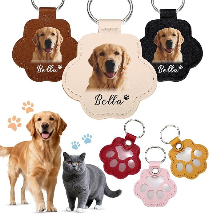 Custom Leather Pet Fur Keychain – Personalized Memorial Keepsake Keyring by Unknown