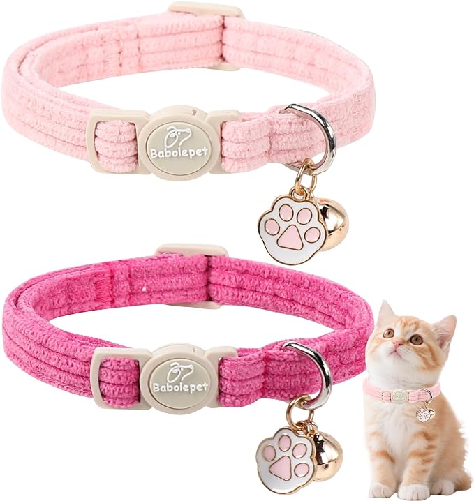 2 Pack Corduroy Cat Collars by Babolepet