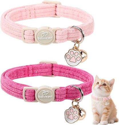 2 Pack Corduroy Cat Collars by Babolepet