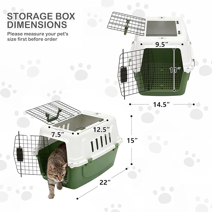 MoNiBloom 18-Inch 2-Door Top Loading Cat Carrier, Plastic Dog Crate Hard-Sided - Image 2