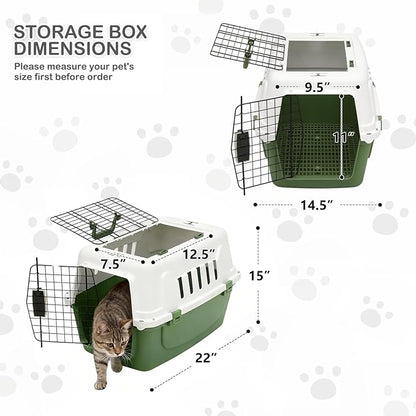 MoNiBloom 18-Inch 2-Door Top Loading Cat Carrier, Plastic Dog Crate Hard-Sided - Image 2